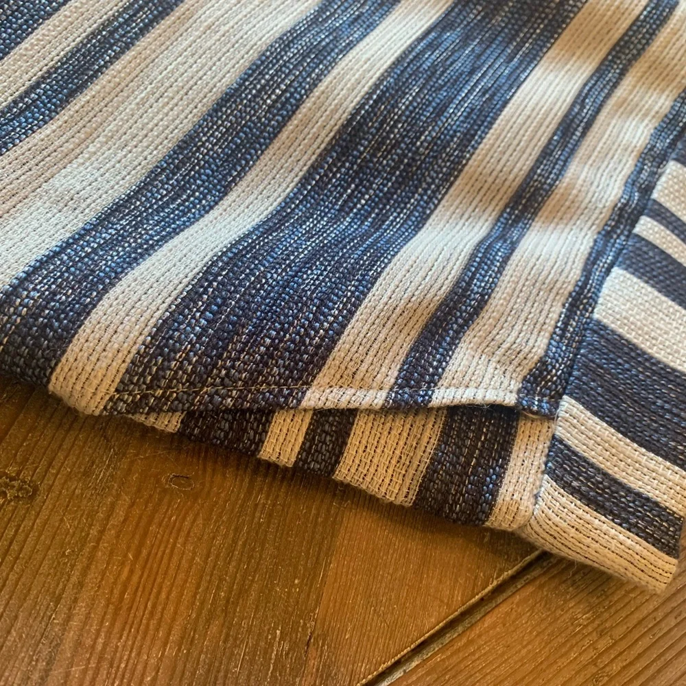PIM + LARKIN Blue and Off White Striped Textured Mini Skirt Medium - Picture 6 of 9